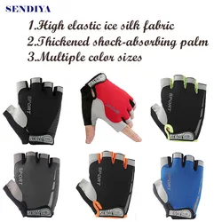 Guantes deportivos de medio dedo para hombre, protector solar de seda de hielo para entrenamiento militar, conducciÃģn al aire libre, antideslizantes, sin dedos