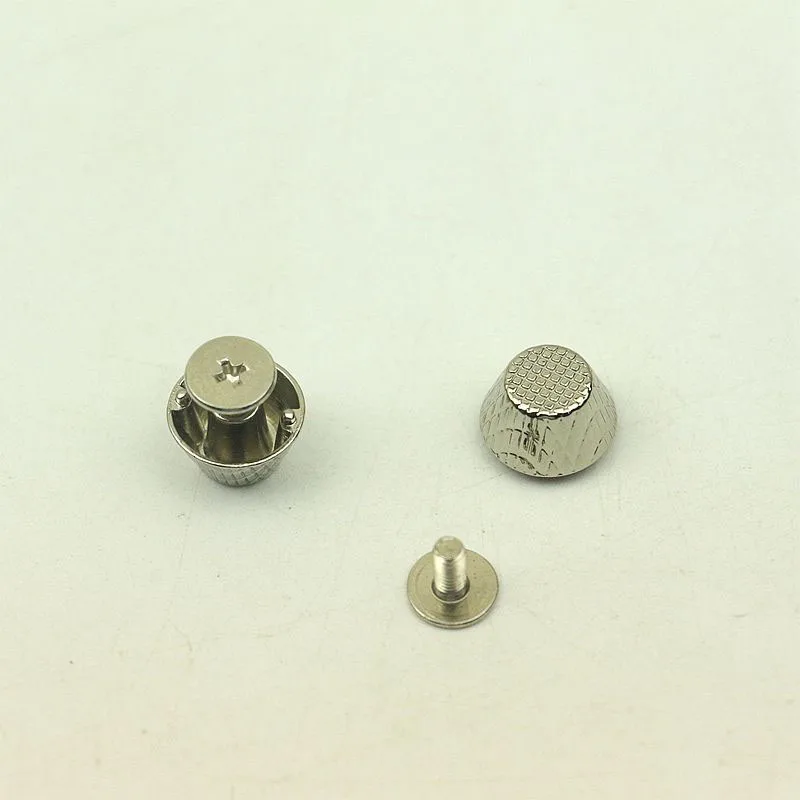 Tachuelas planas con forma de cubo de uñas, tachuelas traseras de tornillo, remaches, artesanía de cuero, decoración de bolso, 12mm, 6 unidades