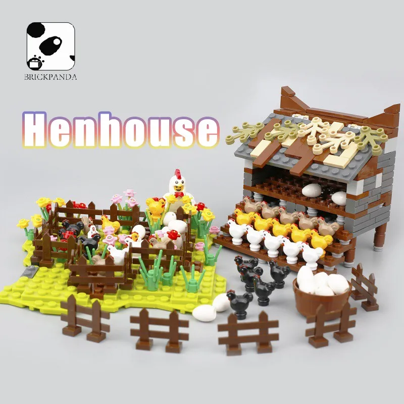 Stad Bouwstenen Kippenhok Boerderij MOC Dier Kippenhok Roost Plant Eieren Minifigs Accessoires DIY SET Speelgoed Cadeau voor kinderen