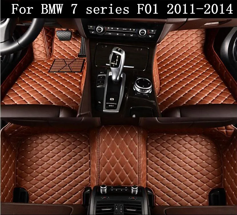 Car 3D Luxury Leather Car Floor Mats Fits For 11-14 BMW 7 series F01 2011-2014 EMS Free shipping