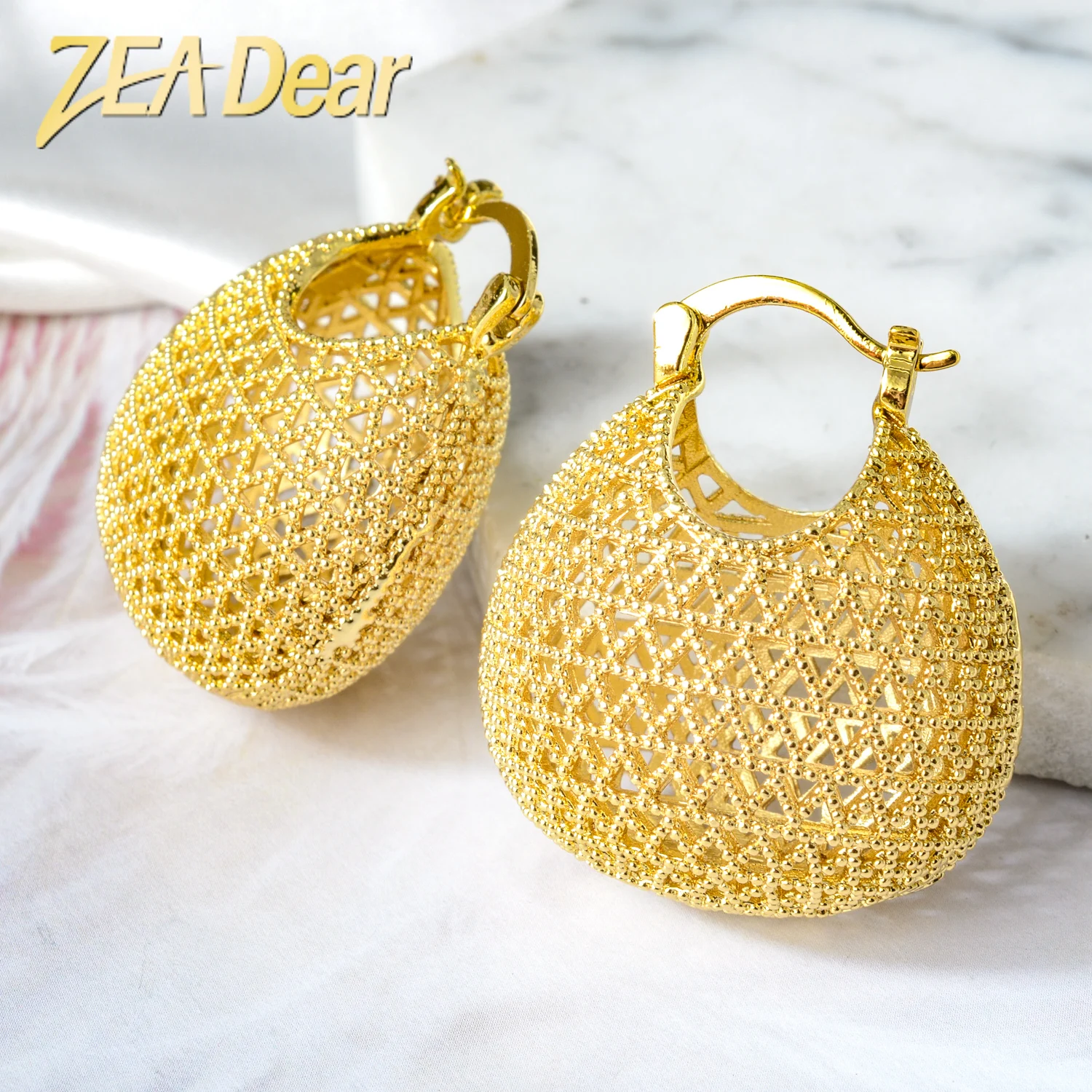 ZEADear Jewelry Fashion Hoop Earrings New Copper African Dubai Hollow Style For Women High Quality Daily Wear Gift Party