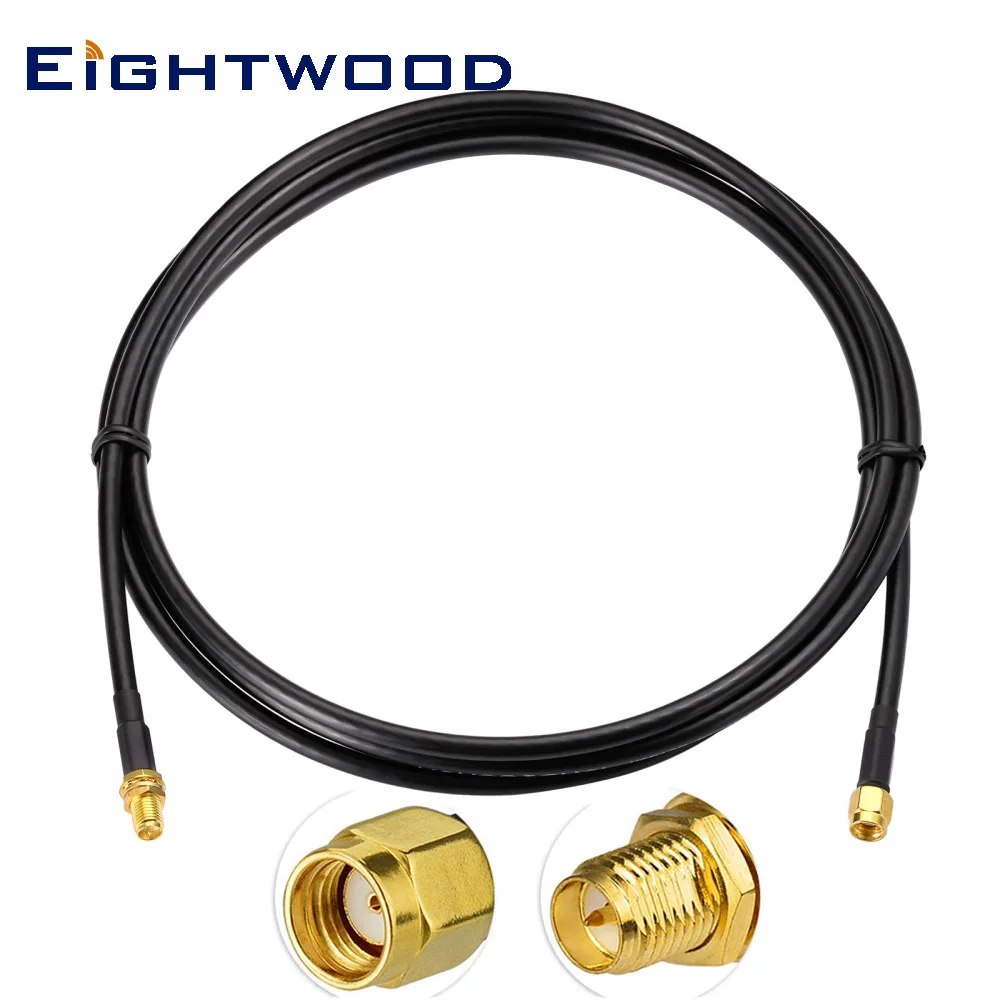 Eightwood RP-SMA Female to RP-SMA Male RF Adapter Pigtail LMR195 3m for WiFi Antenna Hotspot Booster Router Repeater Amplifier