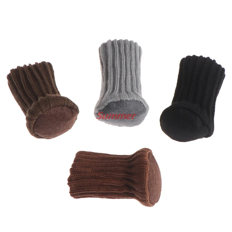 Calcetines de lana de punto para patas de silla, protección para el suelo, para mesa, muebles, funda para pies, rascador, 4 piezas