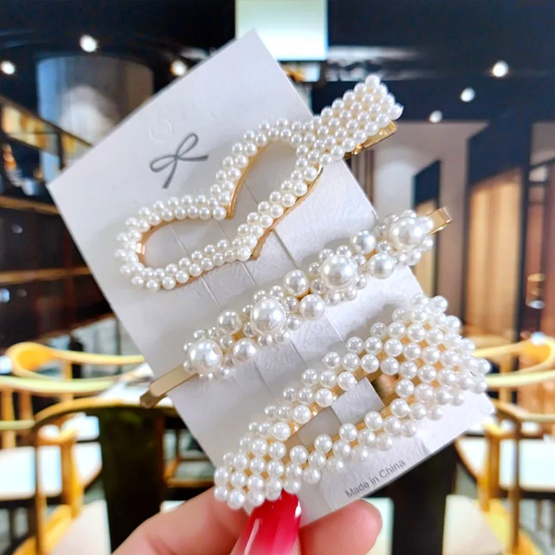 Simulation Pearls Hair Accessorie For Women Barrettes Set Korean Fashion Hair Clips Pins Girls Headwear Hairpins Wedding Jewelry