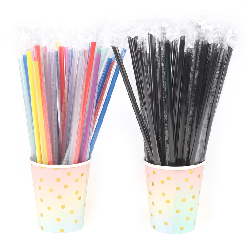 100pcs Clear Individually Wrapped Drinking PP Straws Tea Drinks Straws Birthday Holiday Event Party Supplies Cheap Wholesale