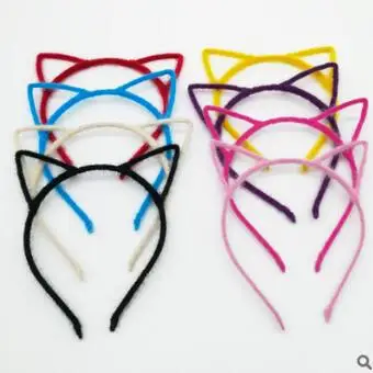 

120Pcs/Lot DIY Simple Multi Plush Cat Ears Little Devil Headband Childen Adults Head Bands Hair Styling Tools HA832