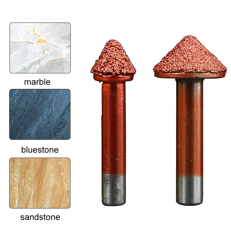 1pc Cnc Mushroom Milling Cutter Double Frosted Tapered V-Shaped Knife Stone Carving Tool Marble Granite Cutting Bit