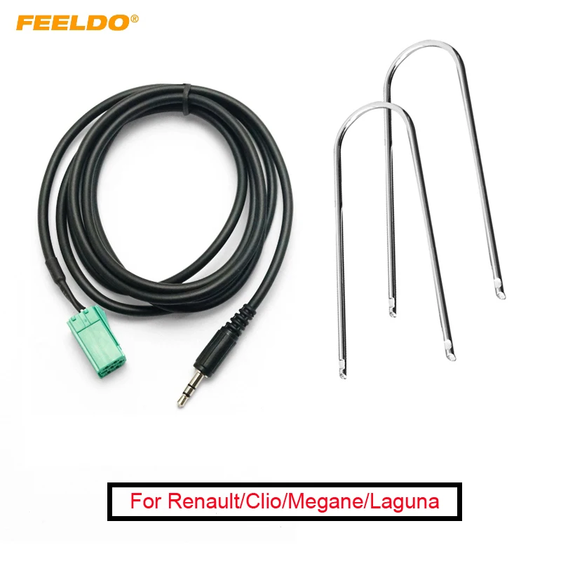 

FEELDO 1Set Aux In Input 3.5mm Adapter & Radio removal keys For Renault Clio Megane Laguna MP3 For iPod /iPhone #FD-1731