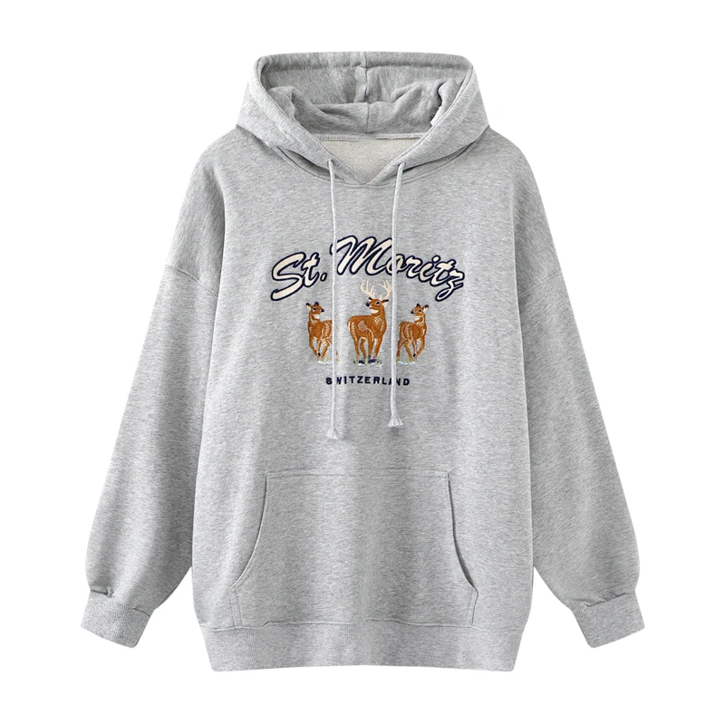 

Oversize Girls Stylish Hoodies 2022 Autumn Fashion Ladies Elegant Streetwear Cotton Pullover Female Chic Sweatshirt Women Casual