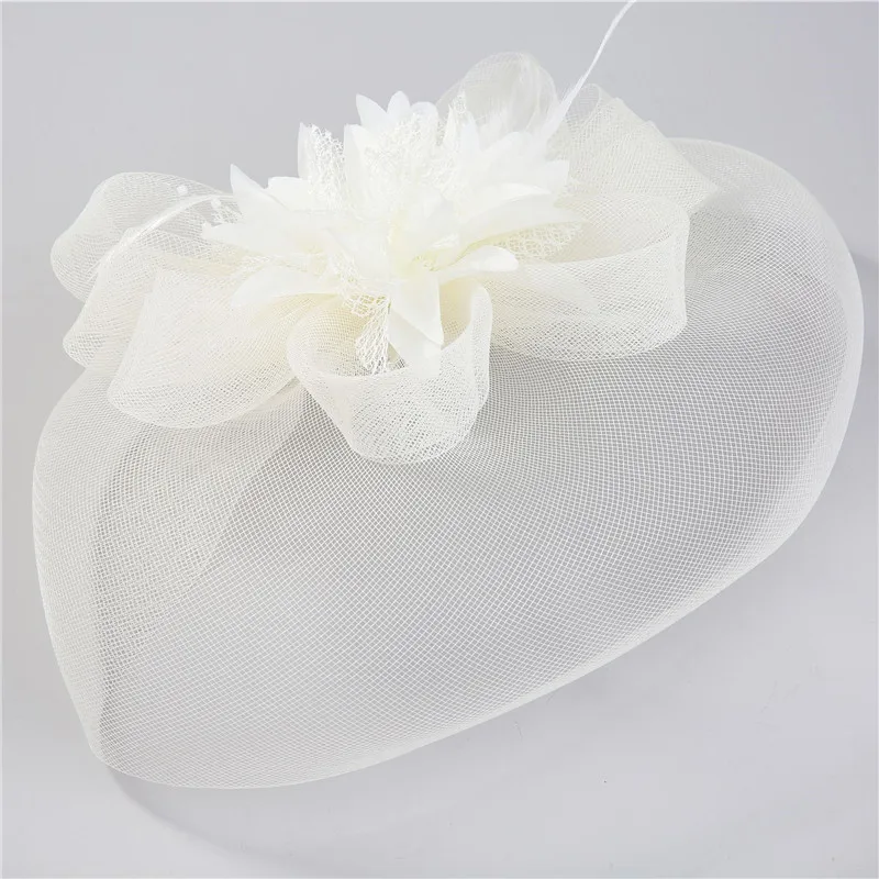 Bride Fedoras with Clip Fascinator Hairpin for Women Wedding Party Fascinat Mesh Yarn Flower Hair Pins Hat Hair Accessories