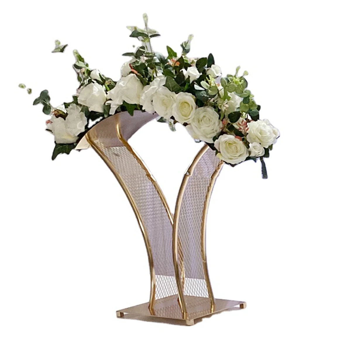 

8pcs)Wedding Table Centerpiece Gold Color mresh Tall Metal Wedding Flower Stand AB0487