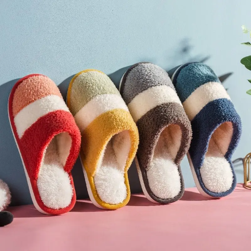 Slippers Women Indoor House Plush Soft Cute Cotton Slippers Shoes Non-slip Floor Home Slippers Bedroom Autumn Solid Colorer4