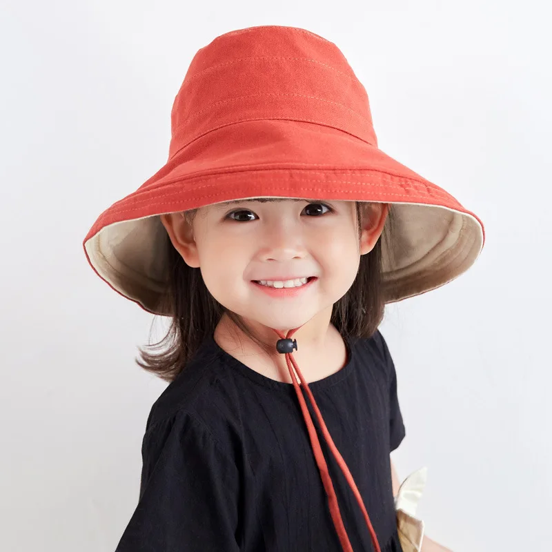 COKK-Sombrero de pescador plegable de doble cara para niños y niñas, sombrero de pescador coreano para adultos, ala ancha, protección UV para playa,