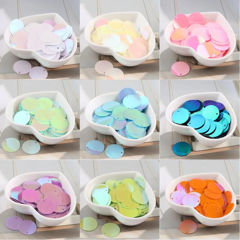 Paillettes sueltas redondas planas de 6mm, 8mm, 10mm, 20mm y 30mm, costura, manualidades de boda, accesorio DIY Para Coser