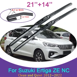 for Suzuki Ertiga ZE NC 2012 2013~2022 Frameless Rubber Wiper Snow Scraping Front Windshield Brushes Car Accessories Stickers