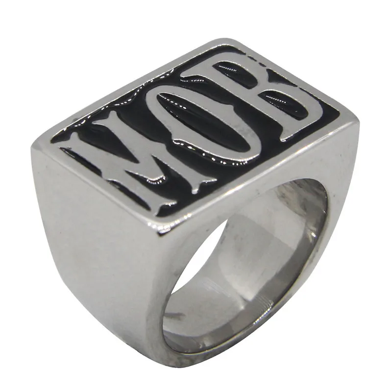 Solid MOB Ring For Man 316L Stainless Steel Punk Style Free Shipping Jewellery Size 7-14