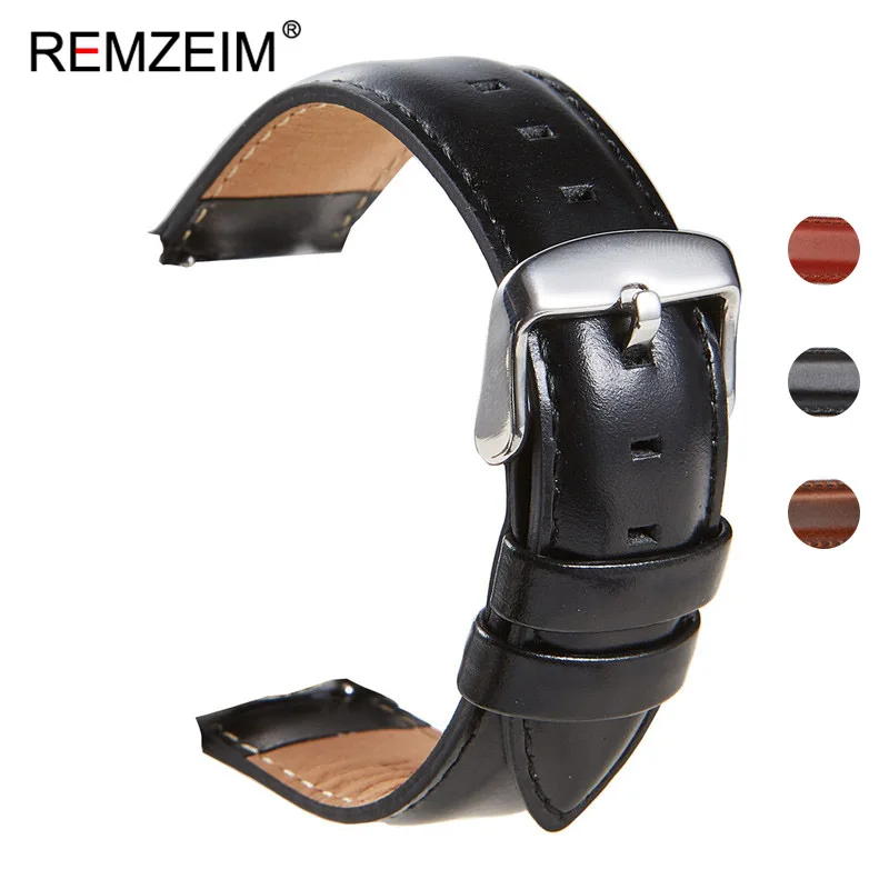 REMZEIM Genuine Leather Watchband Quick Release Watch Band Wrist Strap 18mm 20mm 22mm For DW Strap Watches Accessories