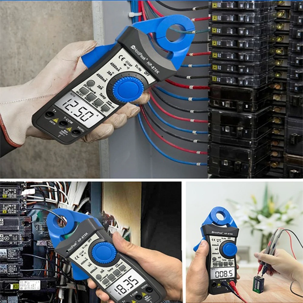 HP-870K 4000 Counts Digital Clamp Meter Auto Ranging AC/DC Voltage Meter with Relative Value Resistance Frequency Capacitance