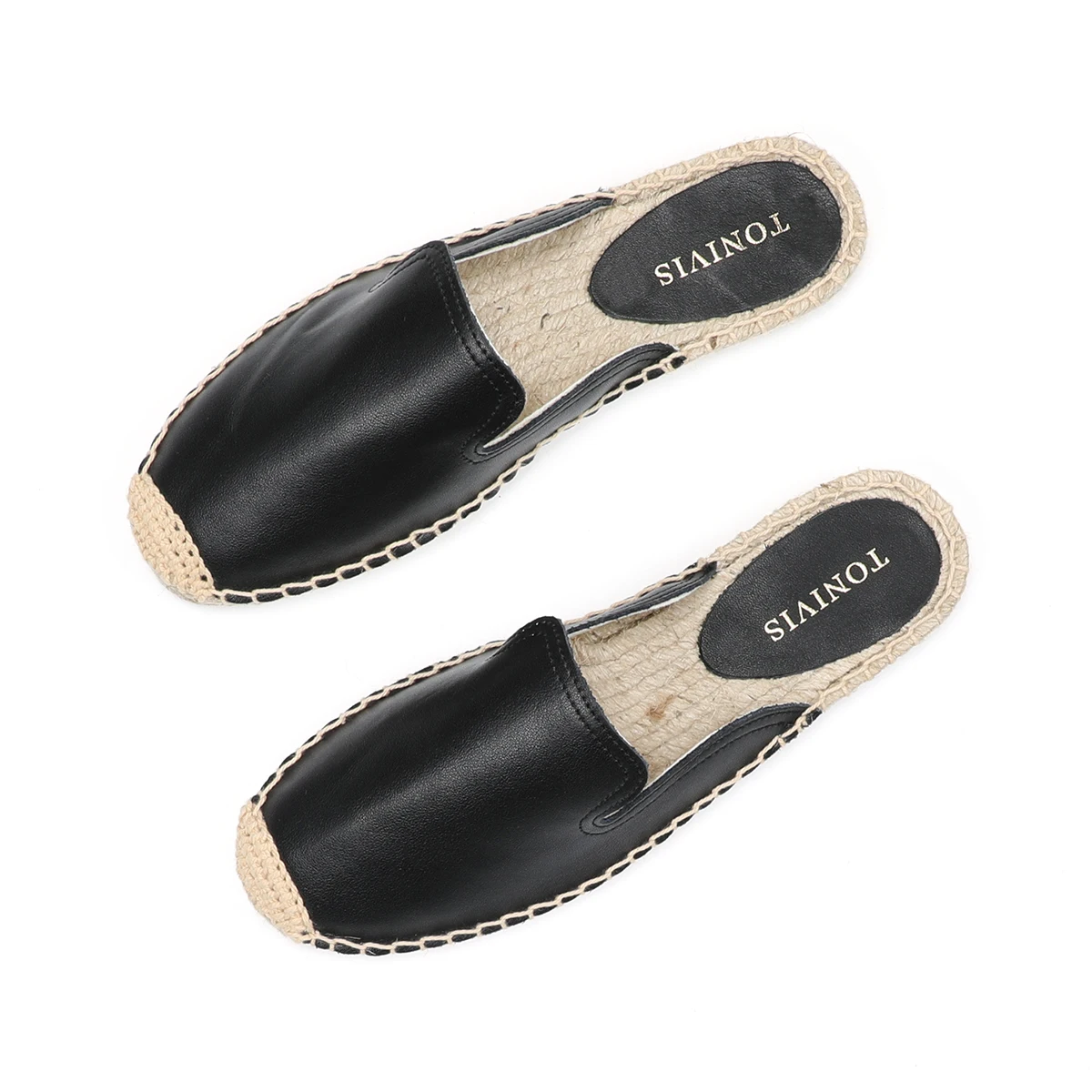 Espadrilles Shoes 2022 Genuine Leather Solid Summer Rubber Unicornio Mules Pantufa Women's Simple Mule Breathable Flat 