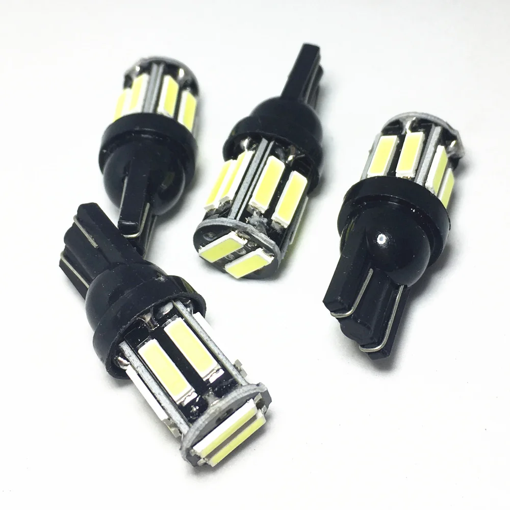 

4Pcs Car License plate lamp W5W T10 LED 7020 10SMD 194 168 White Blue Motorcycle For Clearance Lights Instrument Panel Lamp 12V
