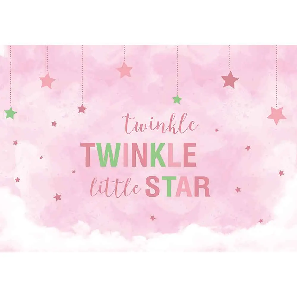 Allenjoy photographic background pink princess twinkle star baby shower party decoration photophone photocall photozone backdrop