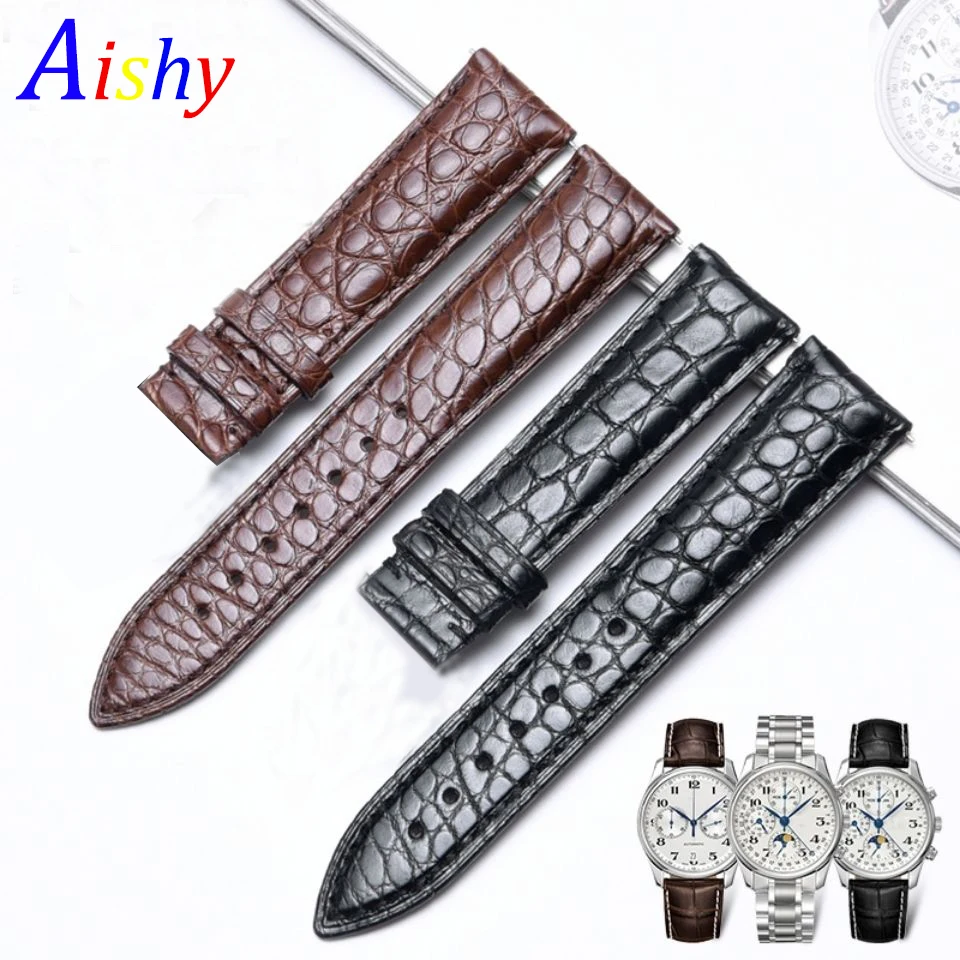 Crocodile  Genuine Leather watch strap no buckle Red Brown white Bracelet  20mm  22mm  Animal Skin Strap  without buckle