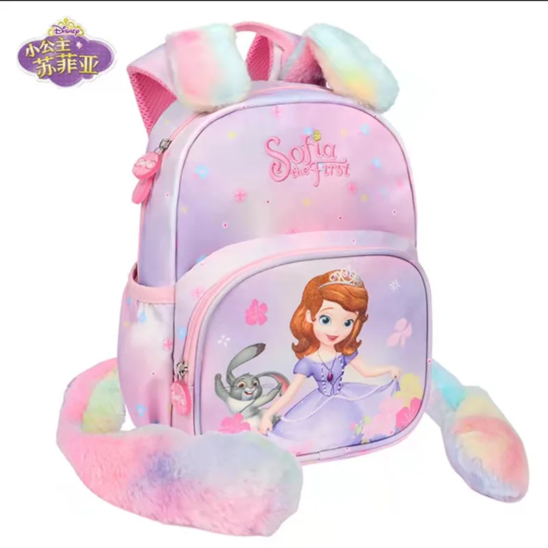 Disney Sofia Kindergarten Backpack For Girls Elsa Anna Primary School Student Shoulder Orthopedic Bag Large Capacity Super Light