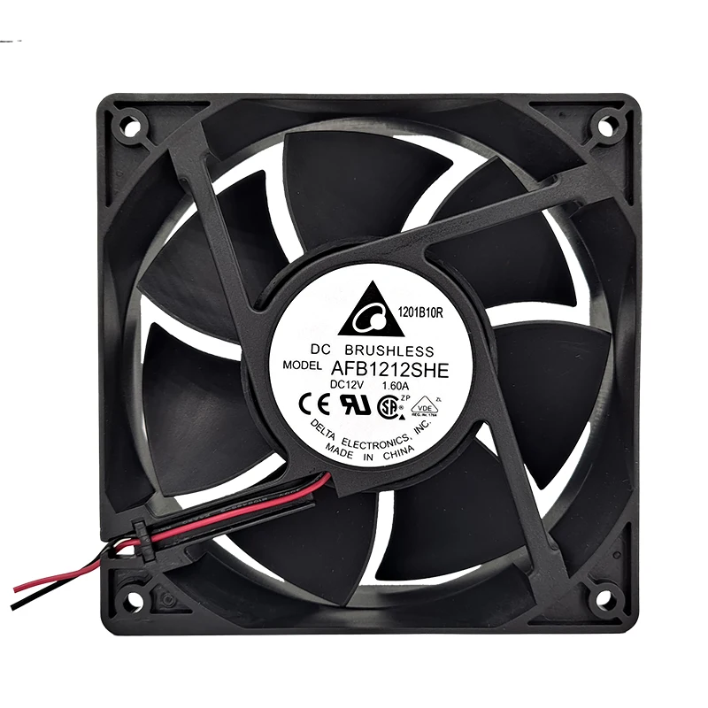 Delta Electronics AFB1212SHE DC 12V 1.60A 120x120x38mm 2-Wire Server Cooling Fan