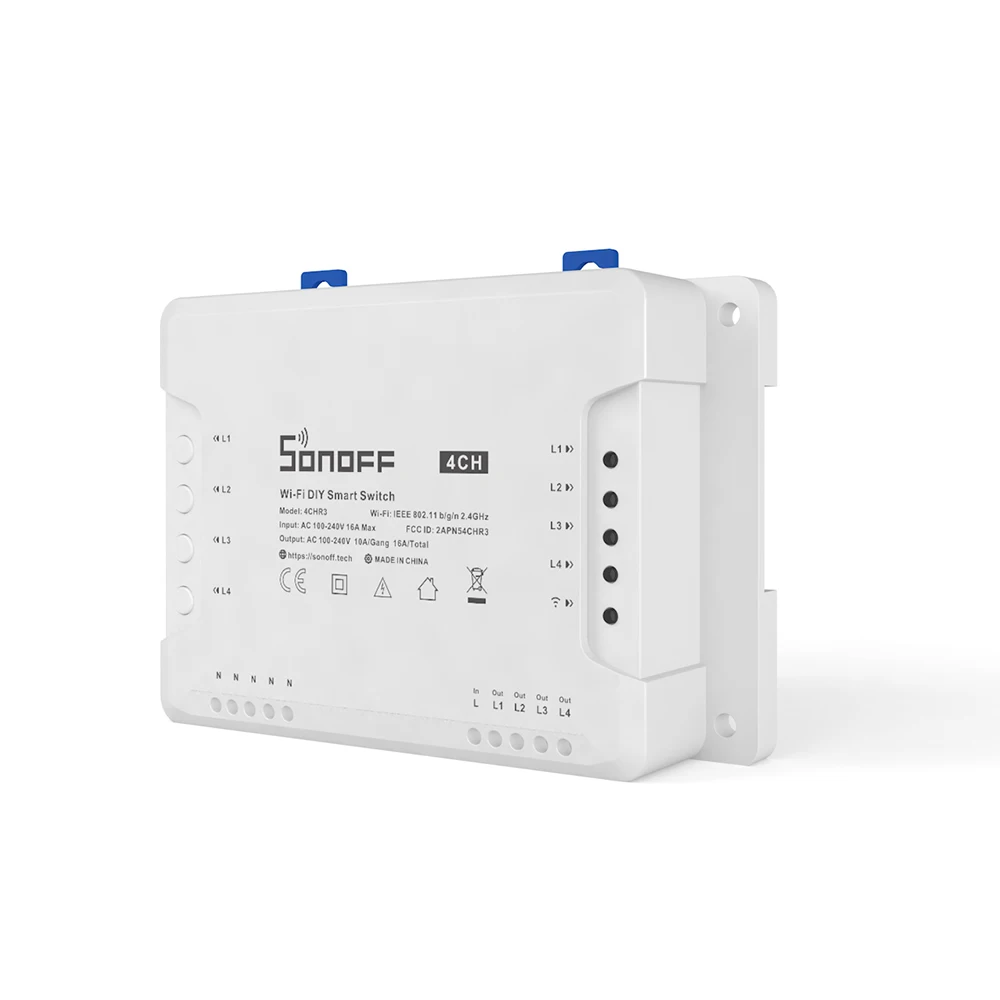 Sonoff 4CH R3 /4CH PRO R3 4 Gang Smart WIFI Switch 433MHZ Din Rail Mounting Wireless Remote Control Timer DIY Switch Via Ewelink