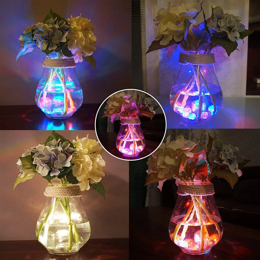 10-1pcs IP65 Waterproof Submersible LED Lights Remote Control LED Tea Mini Lights Underwater Lamp for Wedding Party Vase Decor