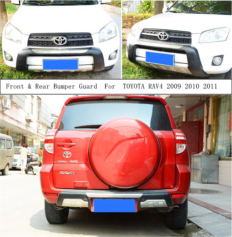 For TOYOTA RAV4 2009 2010 2011 Front & Rear Bumper Guard Plate Protector Anti-impact High Quality ABS Auto Accessories