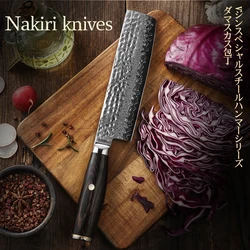 Kyokuto 67-layer V gold 10 Damascus steel Hammering kitchen knife chef Knives 7inch Nakiri knives Usuba Free wooden scabbard