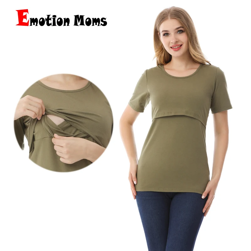 

Emotion Moms Short Sleeve Loose Maternity Lactation Clothes Breastfeeding T-Shirt Pregnancy Tops for pregnant women Summe Tee