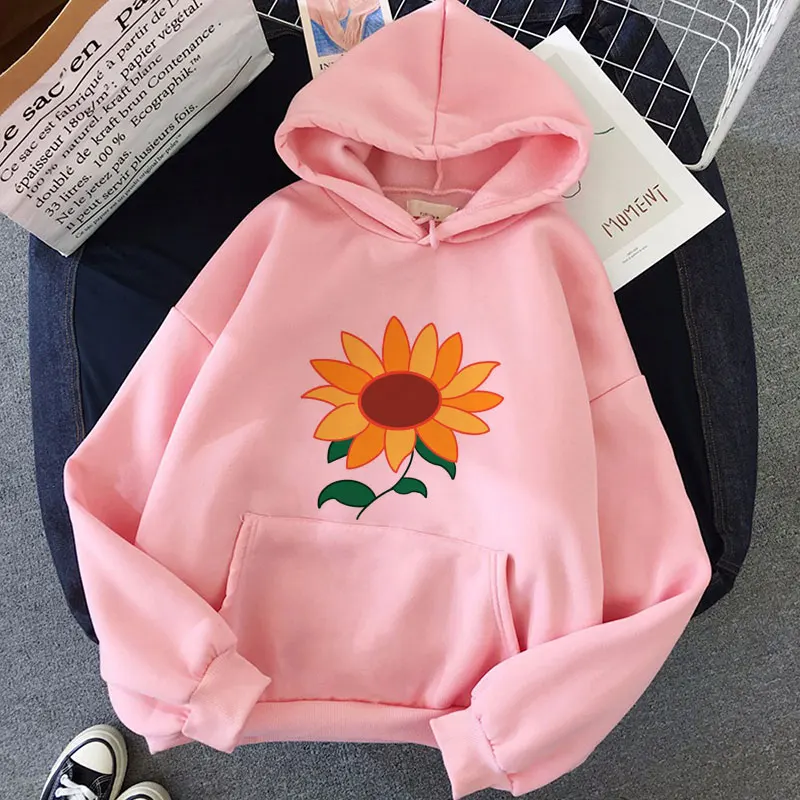 Kỳ Quan Trứng Ưu Tiên Kawaii Áo Hoodie Thẩm Mỹ Hoa Mặt Trời Bỏ Túi Cùng Đoạn Dáng Rộng Quần Tây Anime Hoạt Hình Dễ Thương Khoác Hoodie