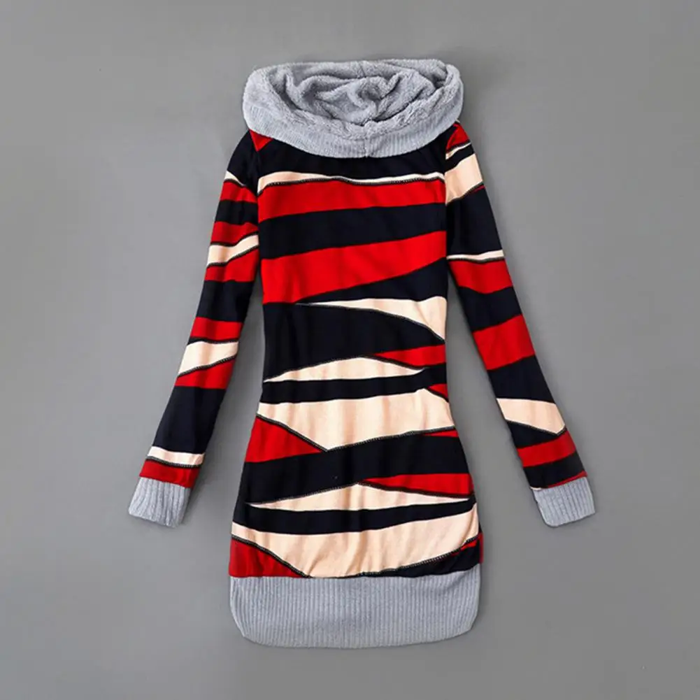 Damessweaterjas Gestreepte print Lange mouw Herfst Winter Hoodie ​ Knoopsluiting Pluche voering Trui Vest Bovenkleding