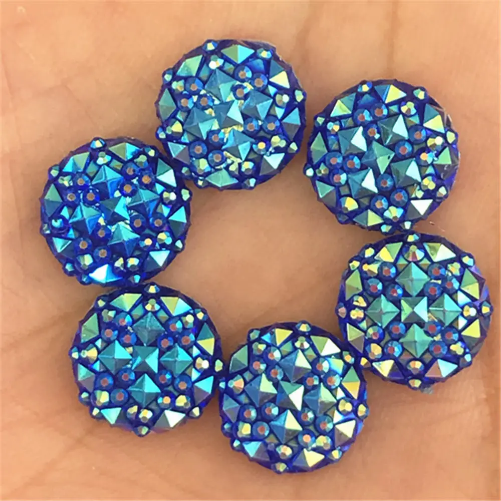 40PCS AB Resin 12mm Round Resin Flatback Rhinestone Scrapbook Crafts