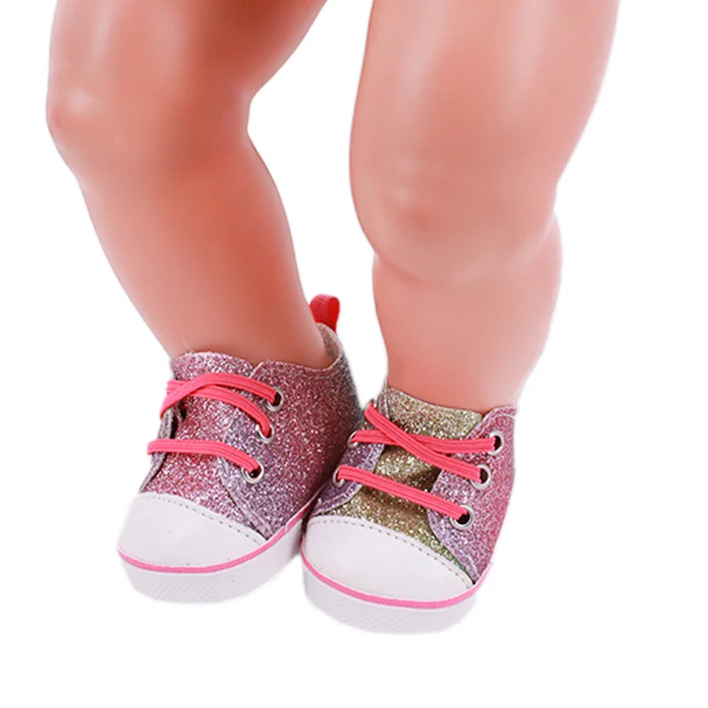 Cute Doll Shoes 7 cm High Quality For 18 Inch American Doll Girl Toy 43 Cm Baby New Born Clothes Accessories Our Generation