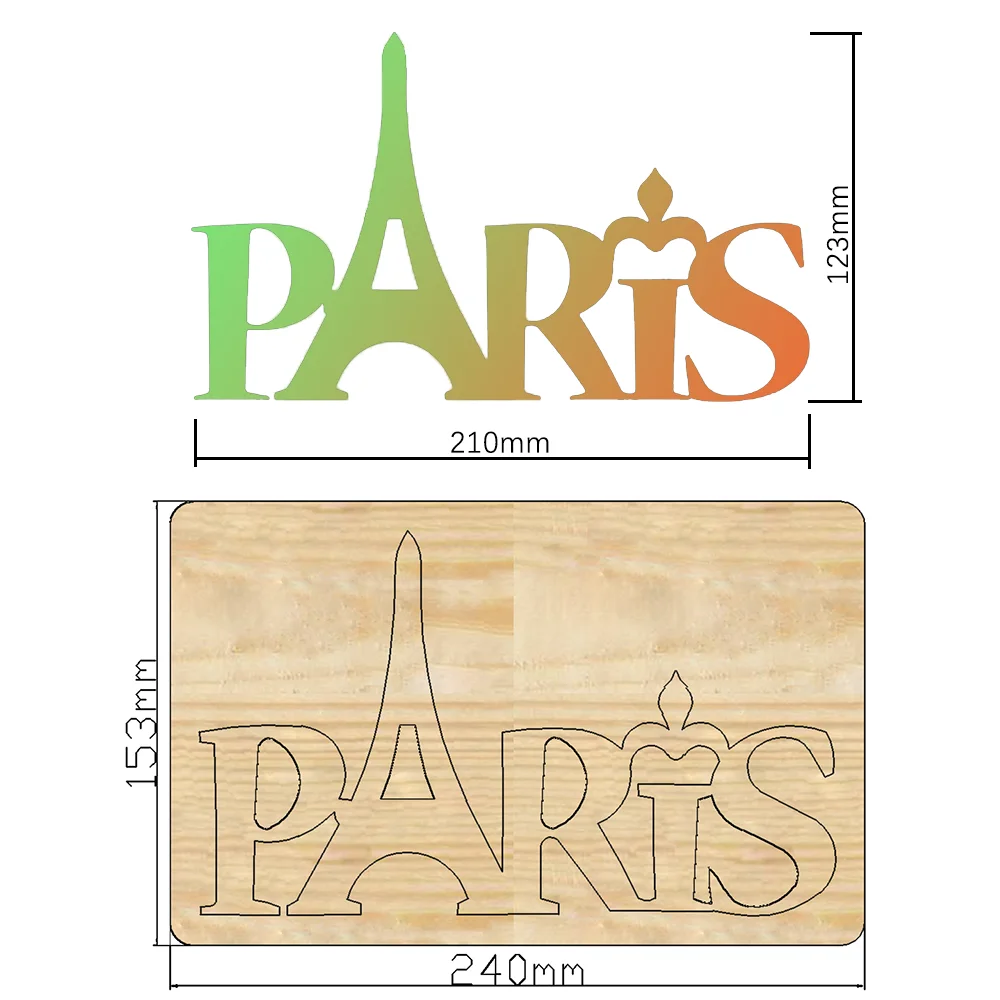 2021 New letter paris decoration Cutting Dies Wooden Knife Compatible Most Manual Die Cut Cutters