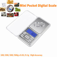 Mini Digital Scale 100/200/300/500g 0.01/0.1g High Accuracy Backlight Electric Pocket For Jewelry Gram Weight For Kitchen