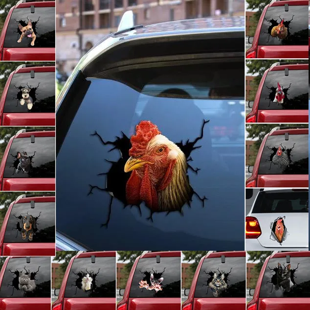 3D CHICKEN CAR STICKER  Cartoon Car Styling Wall Home Glass Window Door Laptop Truck Vinyl Decals