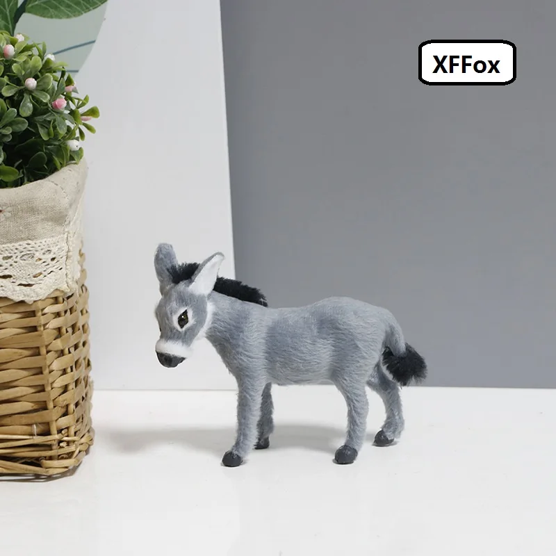 small simulation gray donkey model polyethylene&furs donkey gift about 11cm xf2645