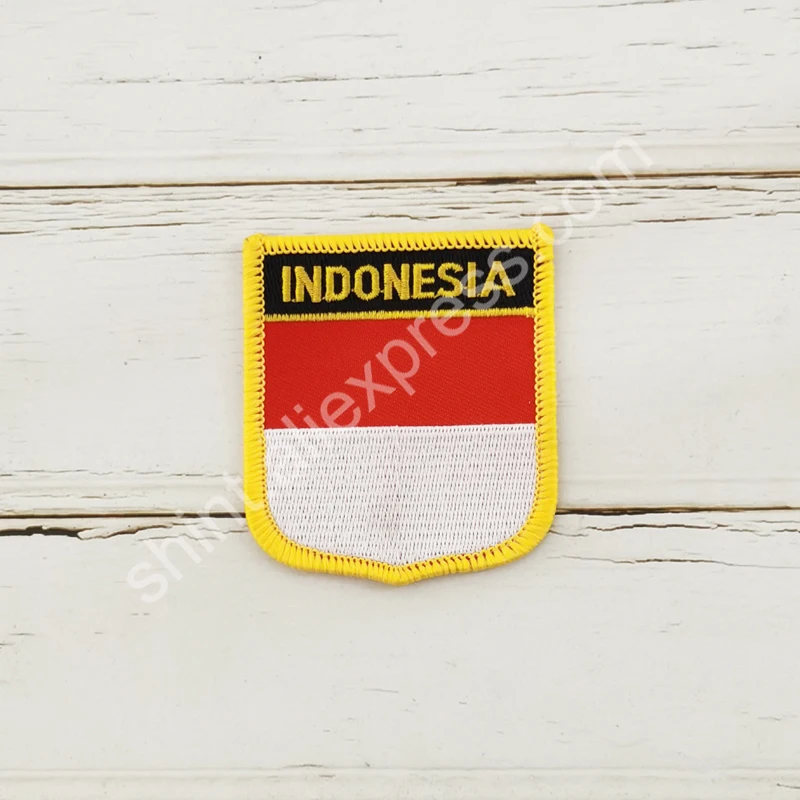 Indonesia National Flag Embroidery Patches Badge Shield And Square Shape Pin One Set On The Cloth Armband   Backpack  Decoration