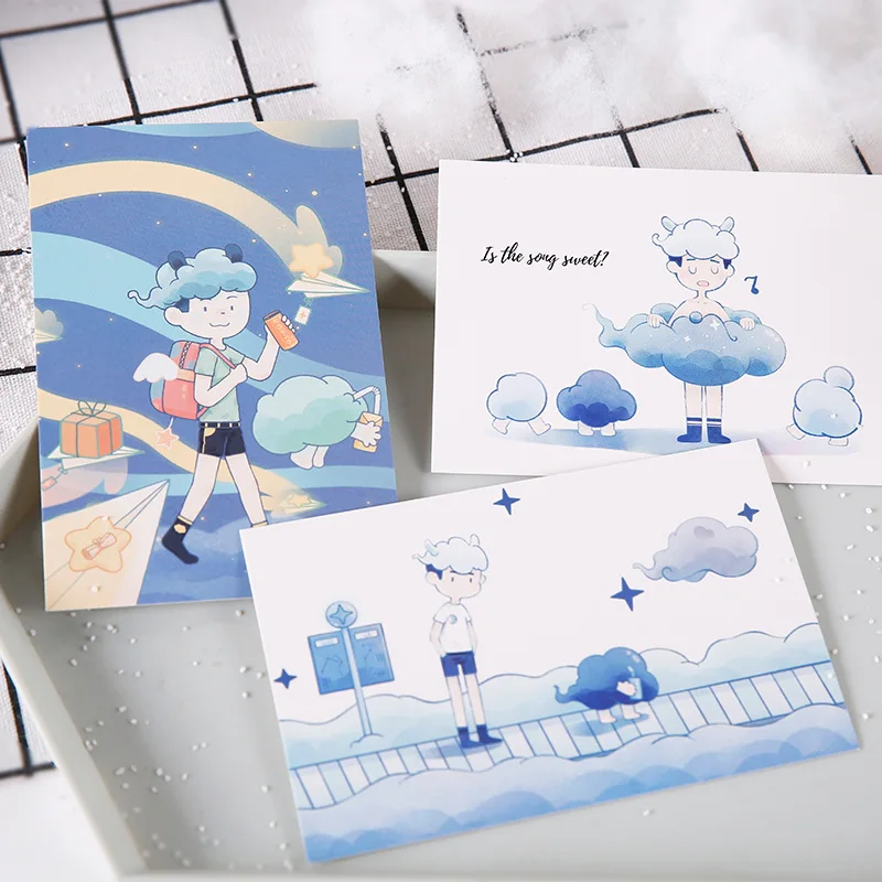 30 Pcs/Set Forty-four Moonsets Series Postcard INS Style Hollowed Greeting Cards Message Card Birthday Gift Card