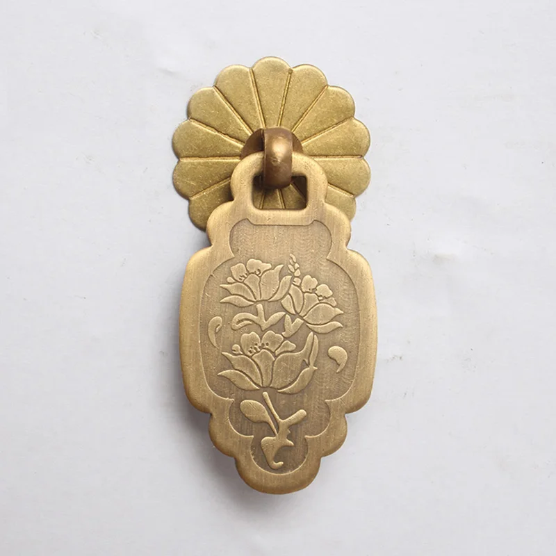 Brass Lotus Handle  Drawer Knob Furniture Wardrobe Shoe Closet Cabinet Door Single Hole Cone Pull Hardware