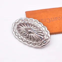 6PCS 30*46MM Sturdy Silver Western Tribal Traditional Southeast Flower Leathercraft Belt Saddle Oval Concho Decoration