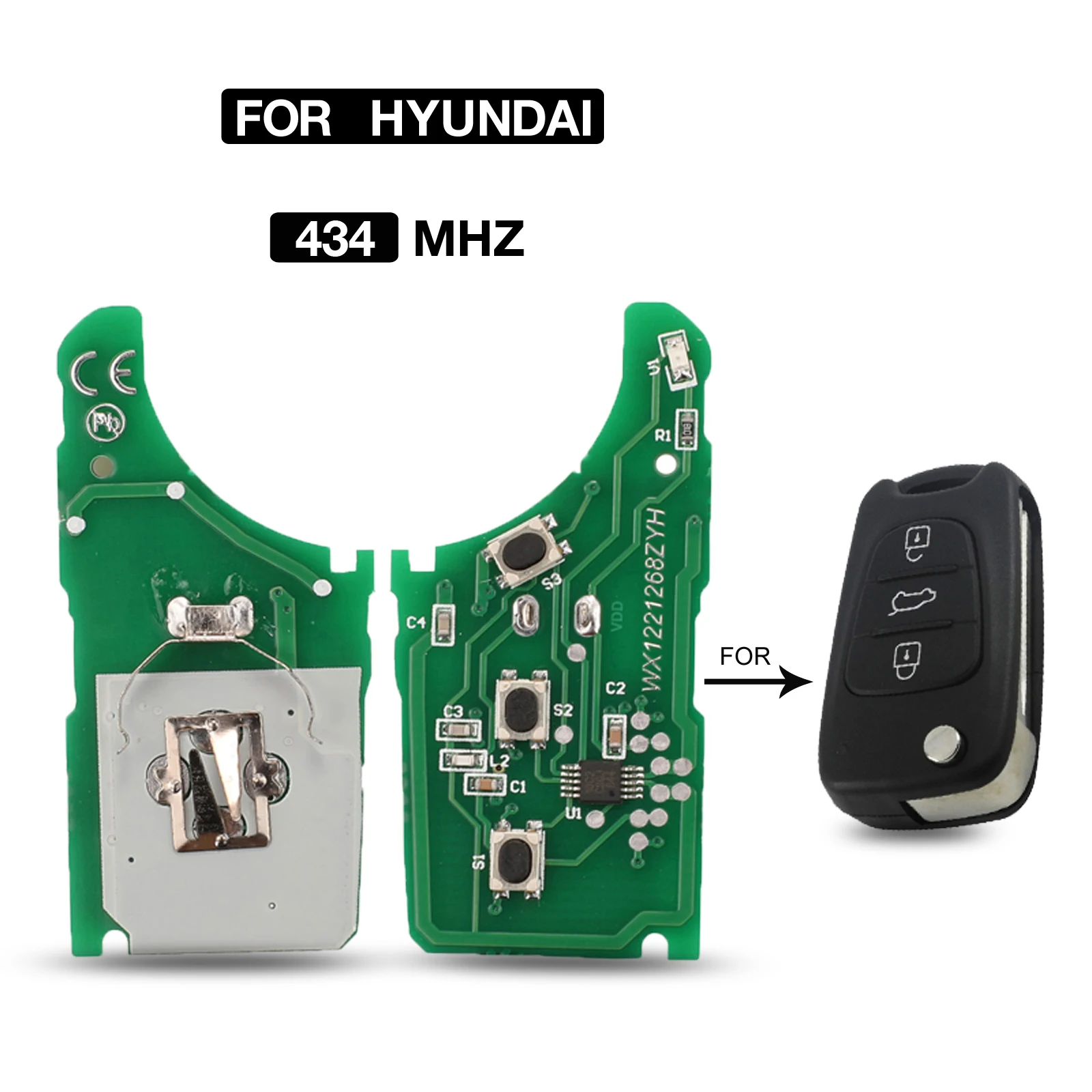 

jingyuqin 3 Buttons 434Mhz FSK Fit Flip Smart Remote Control Car Key Circuit Board For Hyundai Celesta Elantra ELANTRA Tucson