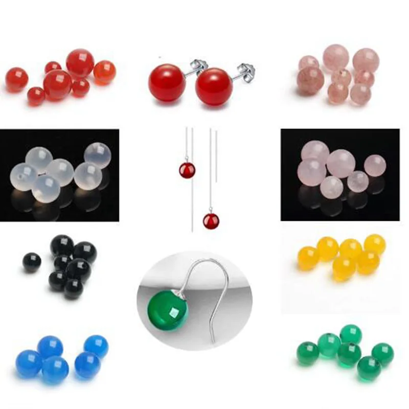 High Quality Half Hole Natural Agates Stone 6mm 8mm 10mm 12mm Smooth Round Shape Jewelry Loose Beads 25Pcs wk45