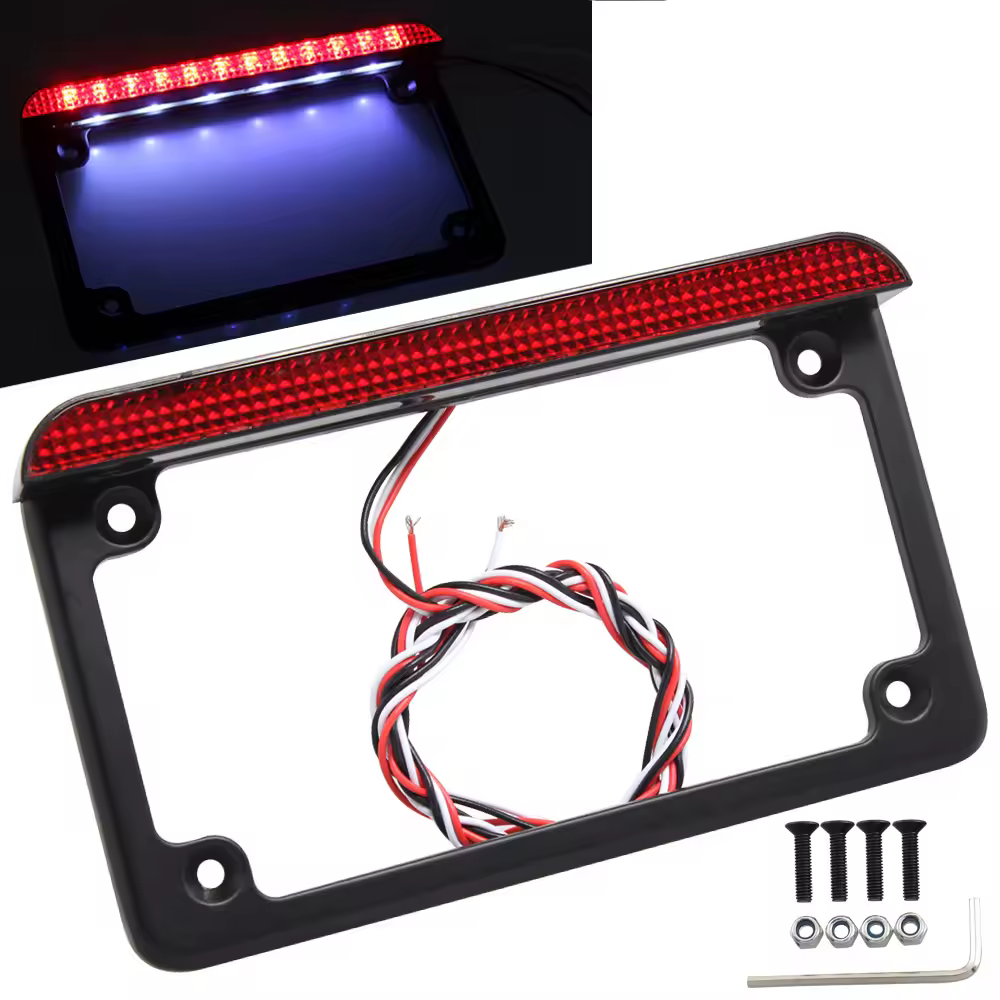 6 "LED אופנוע מלבן לוחית רישוי מחזיק W/זנב אור עבור הארלי הונדה ימאהה סוזוקי קוואסאקי נצחון אוניברסלי