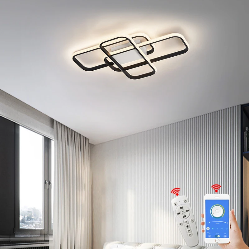 Modernas Luzes de Teto LED, Lâmpada Interior, Sala De Estar, Quarto, Sala De Estudo, Cor Preta ou Dourada, Iluminação, AC 85-265V