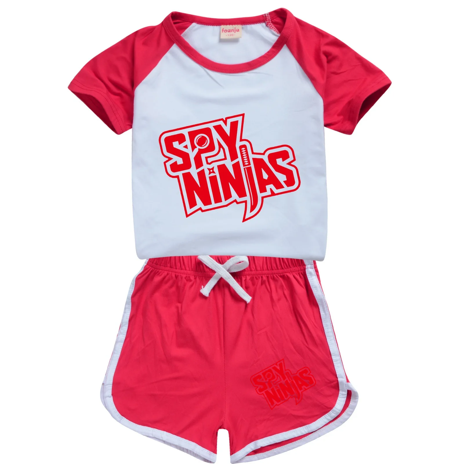 SPY NINJA Amazon's New T-shirt Shorts 100-170 Casual Sports Suit Kids Boutique Clothing Wholesale Baby Girl Tops Set Boys Tshirt